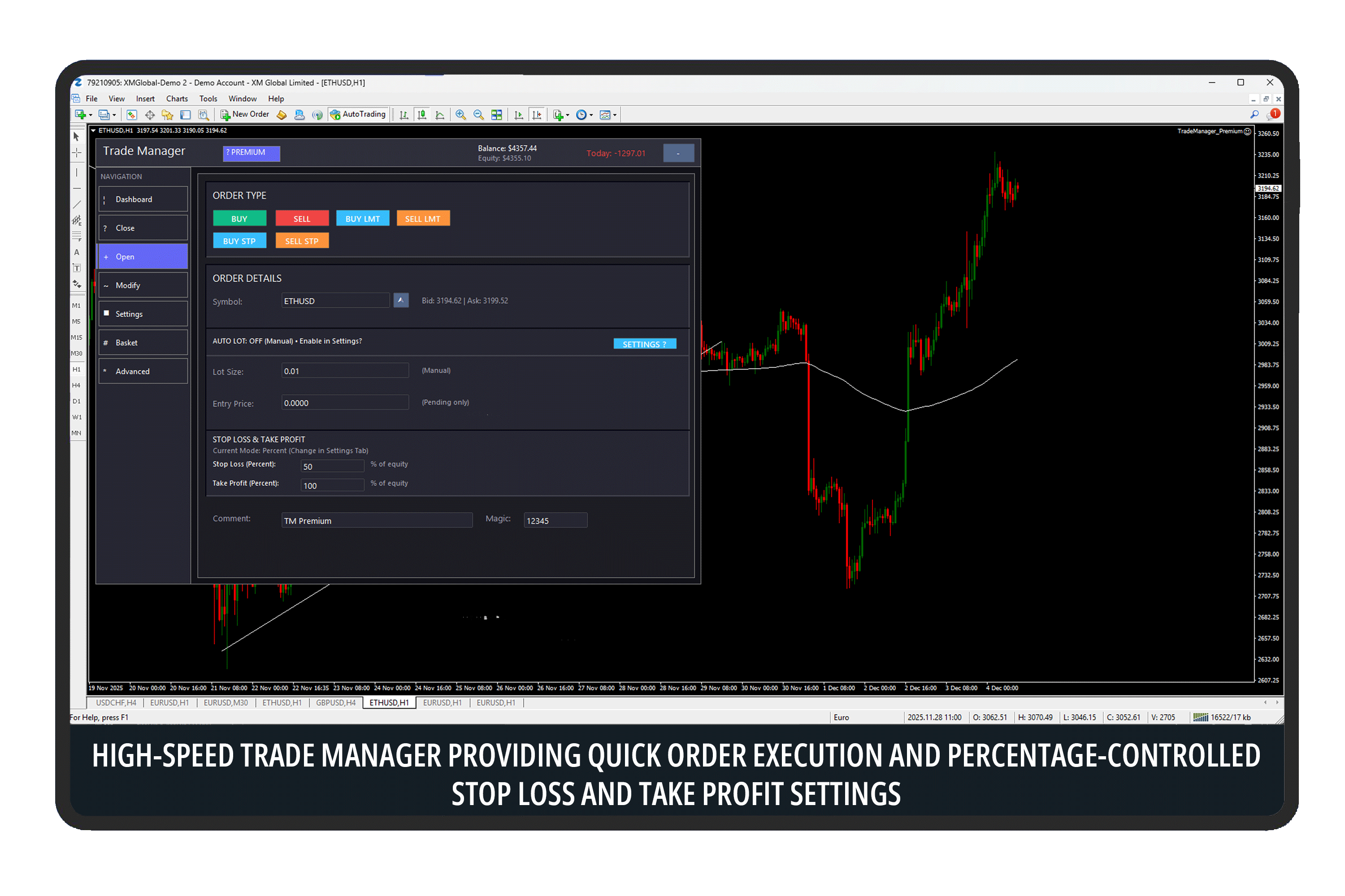 Trading Manager Quick Order Execution and Settings